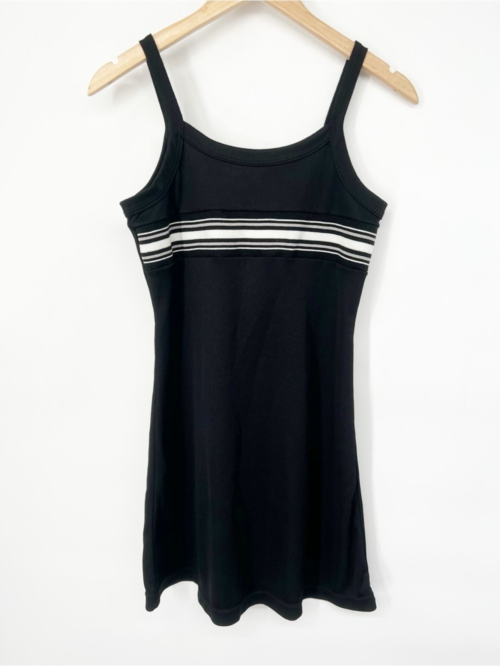 90’s Black Striped Knit Slip Mini Dress